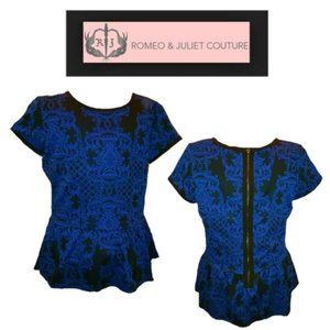 Romeo & Juliet Couture, Black/Cobalt Shirt, Size L